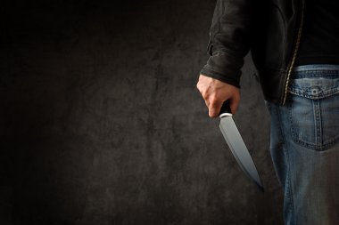 Criminal with large sharp knife clipart