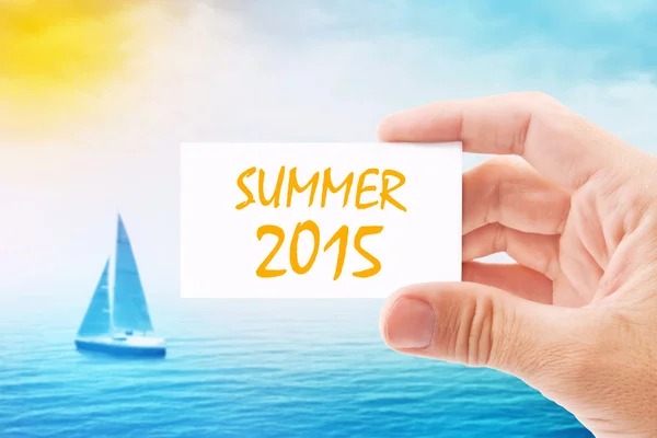 Tourist Agent With Summer 2015 Visiting Card — Stock Photo, Image