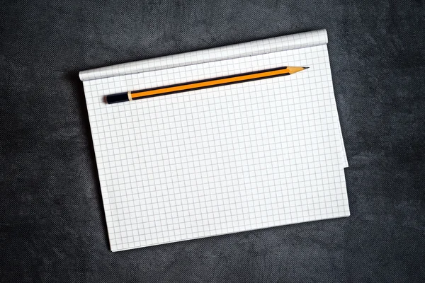Blyertspenna och tomt anteckningsblock sida — Stockfoto