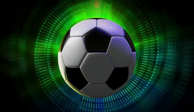 3d animasyon spor hareket grafik arka planı olarak tam HD 1920 x 1080 dönen futbol topu