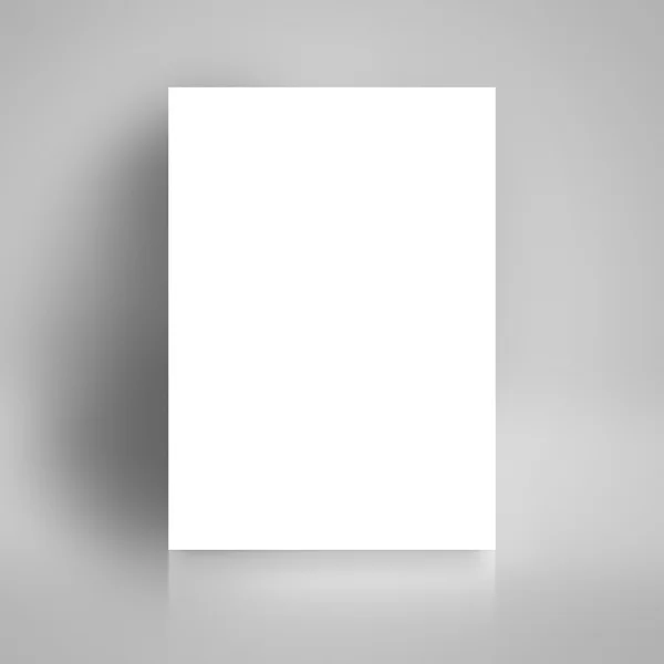 Blank White Poster Mock Up inclinando-se na parede do estúdio branco — Fotografia de Stock