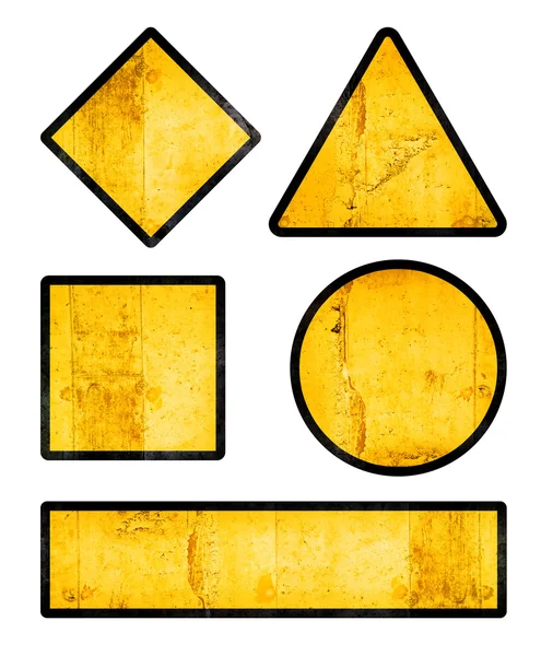 Set of Blank Yellow Road Signs with Grunge Texture — Stock Photo, Image