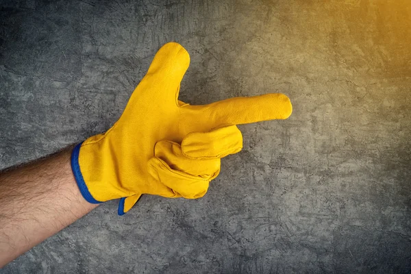 Bouw werknemer wijzende vinger — Stockfoto