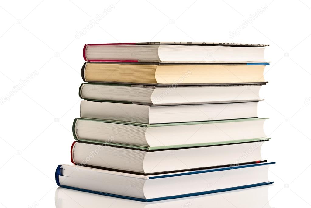 Stack Of Used Books on White Background