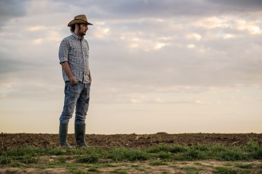 Erkek çiftçi Bereketli Çiftliği Tarım topraklarında daimi