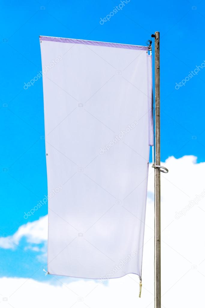 Blank White Banner Flag on Pole