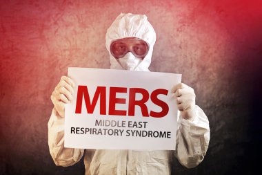 Tıbbi bilim adamı Holding Mers afiş