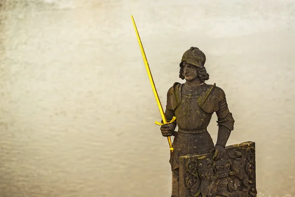 Knight Brunswick (Bruncvik) Statue on Charles Bridge in Prague — Stock Photo, Image