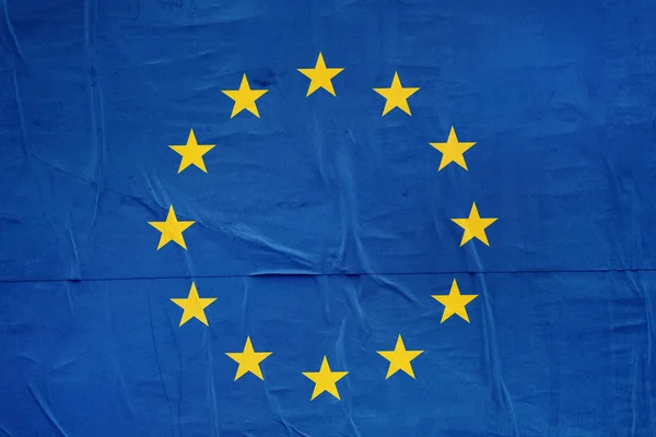 EU Flag Print on Grunge Poster Paper — Stock Photo, Image