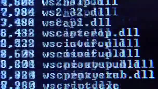 Отображение списка файлов на экране компьютера — стоковое видео