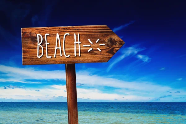 Beach Rustic Direction Sign — Stock Photo, Image