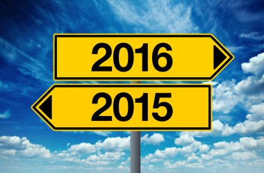 2016, Happy New Year Street Sign Concept