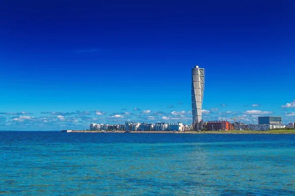 Turning Torso ile İsveç Malmö Batı liman alanı Cityscape — Stok fotoğraf