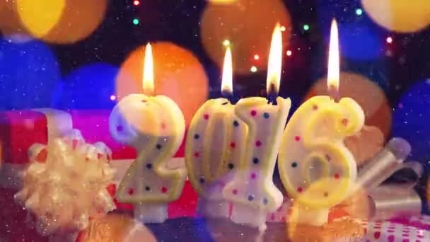 Happy New 2016 Year, romantic candle light — Stock Video