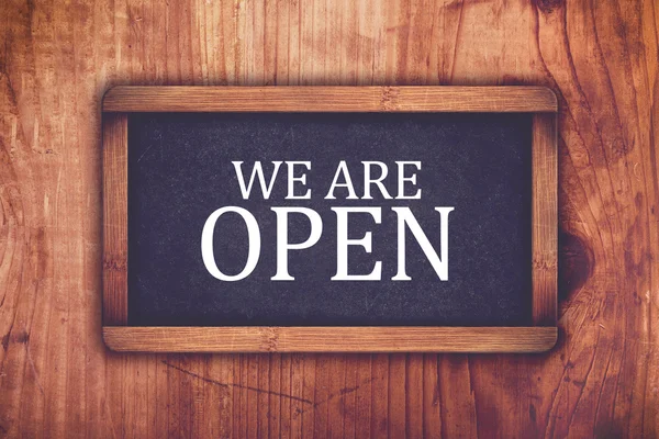 We are open shop message board — Stock Photo, Image