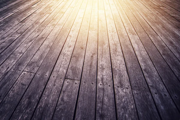 Placa de piso de madeira rústica em perspectiva — Fotografia de Stock