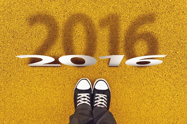 Gelukkig Nieuwjaar 2016 met Sneakers van bovenaf — Stockfoto