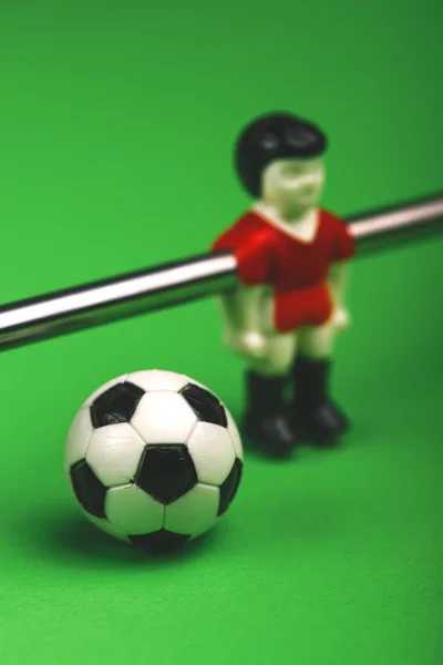 Table soccer player figurine with football — Stock Photo, Image