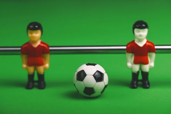 Table soccer player figurines with football — Stock Photo, Image