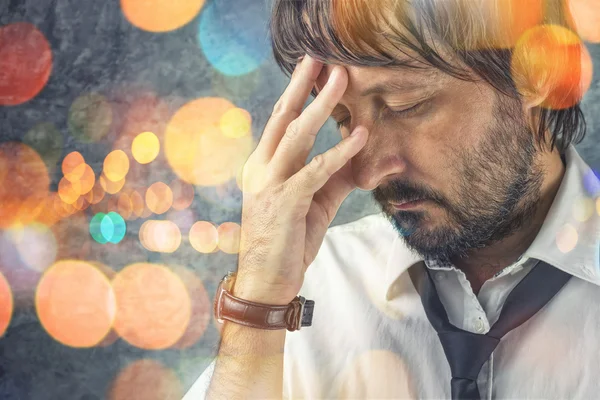 Tired exhausted businessman — Stock Photo, Image