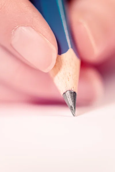 Female hand writing, macro shot — 스톡 사진