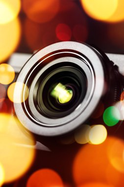 Kompakt fotoğraf makinesi lens bokeh ışık ile