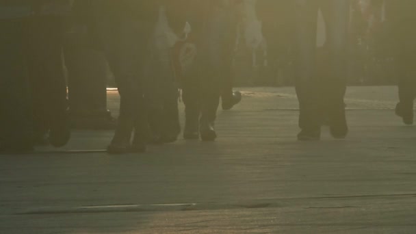 Unrecognizable group of people as city street crowd — Stock Video