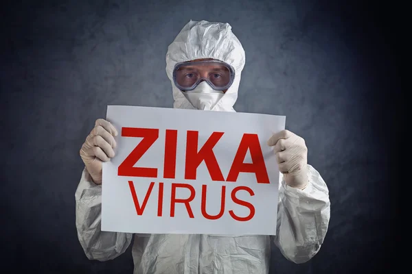 Concetto di virus Zika, operatore medico in abiti protettivi — Foto Stock