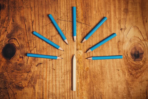 Being different concept with wood pencils on desk — Stock Photo, Image