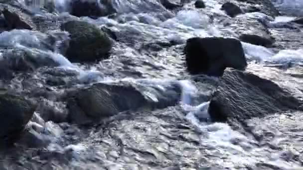 Rocks in creek or stream flowing water — Stock Video