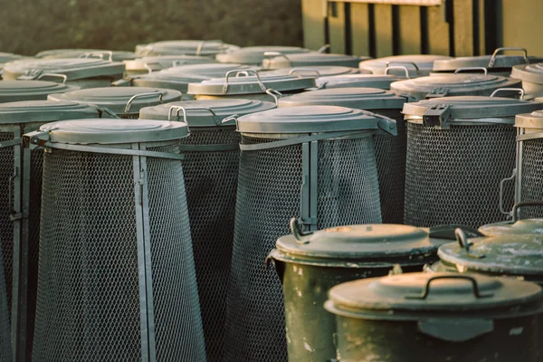 Trash cans piled — Stock Photo, Image