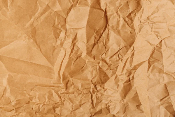 Verfrommeld en Gekreukte zak kraft papier textuur — Stockfoto