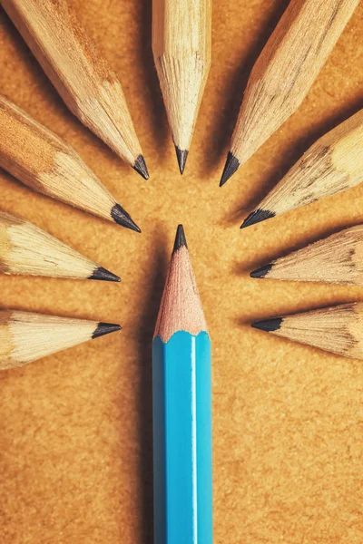 Being different concept with wood pencils on desk — Stock Photo, Image