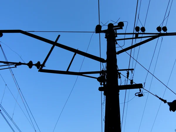 Electricity pylon, backlight — Stock Photo, Image