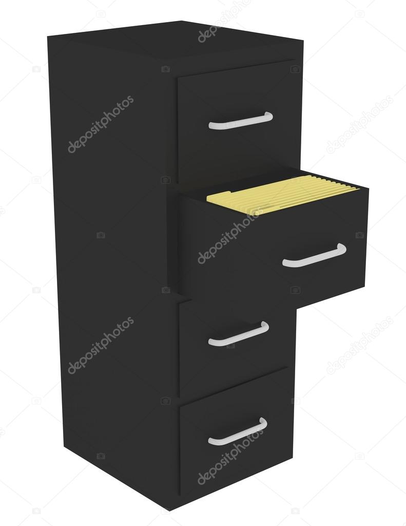 render 3D de un gabinete de archivo con un cajón abierto — Fotos de