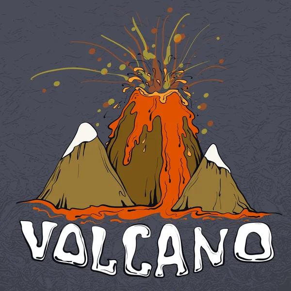 Affiche volcan en éruption — Image vectorielle