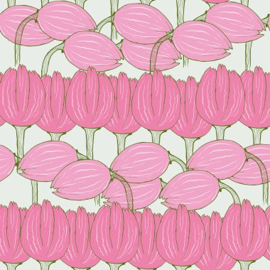 Dekoratif çiçek seamless modeli ile pembe laleler