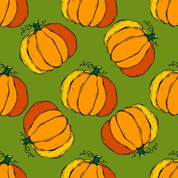 Naadloze achtergrond met pumpkins. Halloween patroon — Stockvector