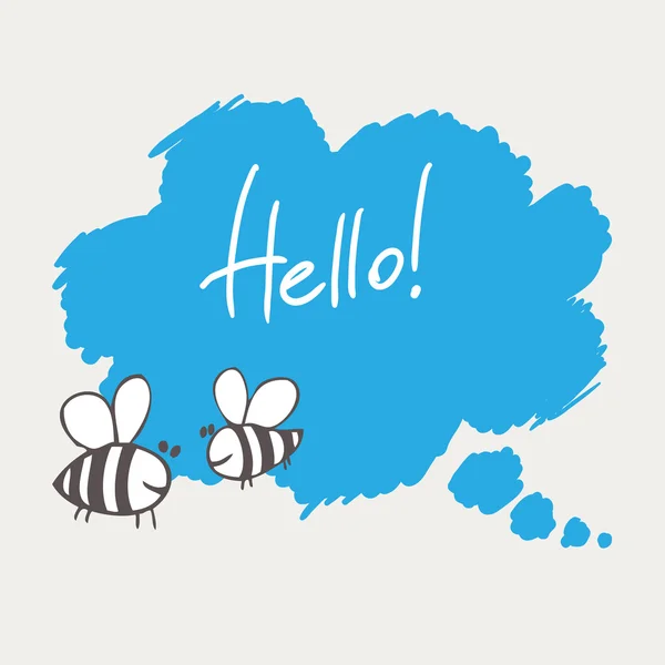 Ruční kreslení buble komunikace s dvěma včely — Stockový vektor