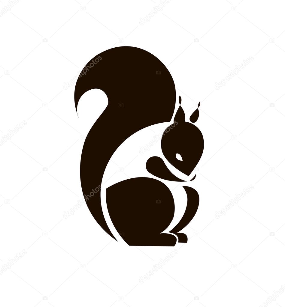 Silhouette Squirrel. Template Logo company. Vector sign for your design.