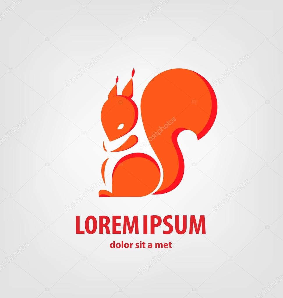 Silhouette Squirrel. Template Logo company. Vector sign for your design.