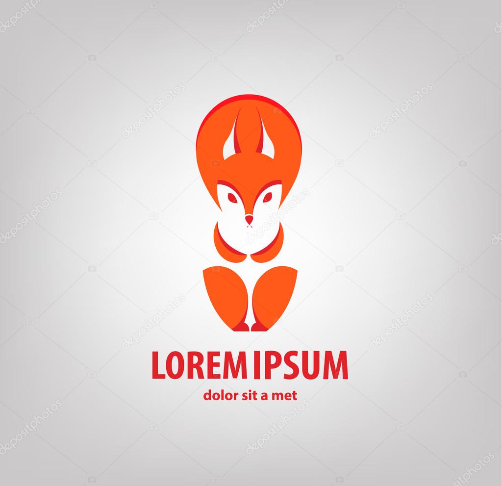 Silhouette Squirrel. Template Logo company. Vector sign for your design.