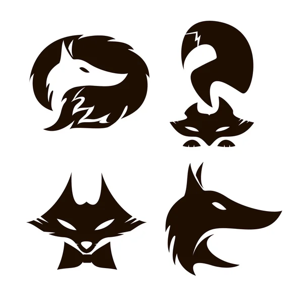 Fox set of silhouettes, vector. — Stock Vector