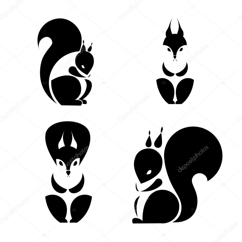 Silhouette Squirrel. Template Logo company. Vector sign for your design. Company logo design