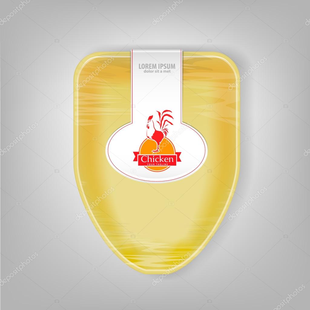 Empty yellow polystyrene food tray isolated on white.  Plastic Food Container for Chicken