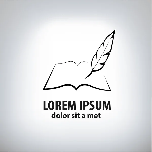 Libro y pluma — Vector de stock