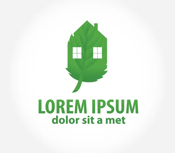 Πράσινο σπίτι οικολογικό σύμβολο — Διανυσματικό Αρχείο