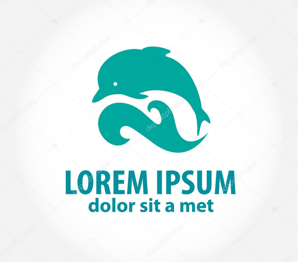 Dolphin icon design element, Abstract vector logo design template