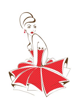 poz, beyaz, retro stil üzerinde izole genç güzel kadın