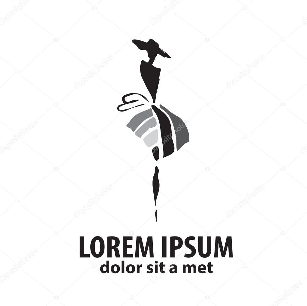 Shop logo, silhouette of the girl in a hat
